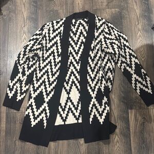 Cyrus Black and White Chevron Cardigan Sweater